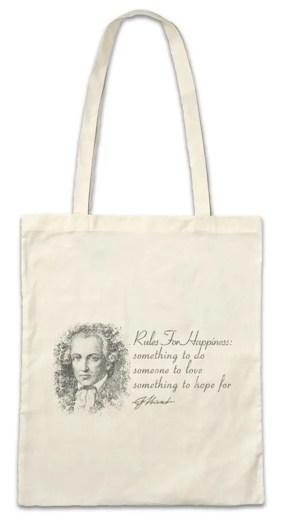 Urban Backwoods Beuteltasche Kant Rules For Happiness Stofftasche Emmanuel Immanuel Philosopher (1-tlg), Quote Philosoph Zitat Die