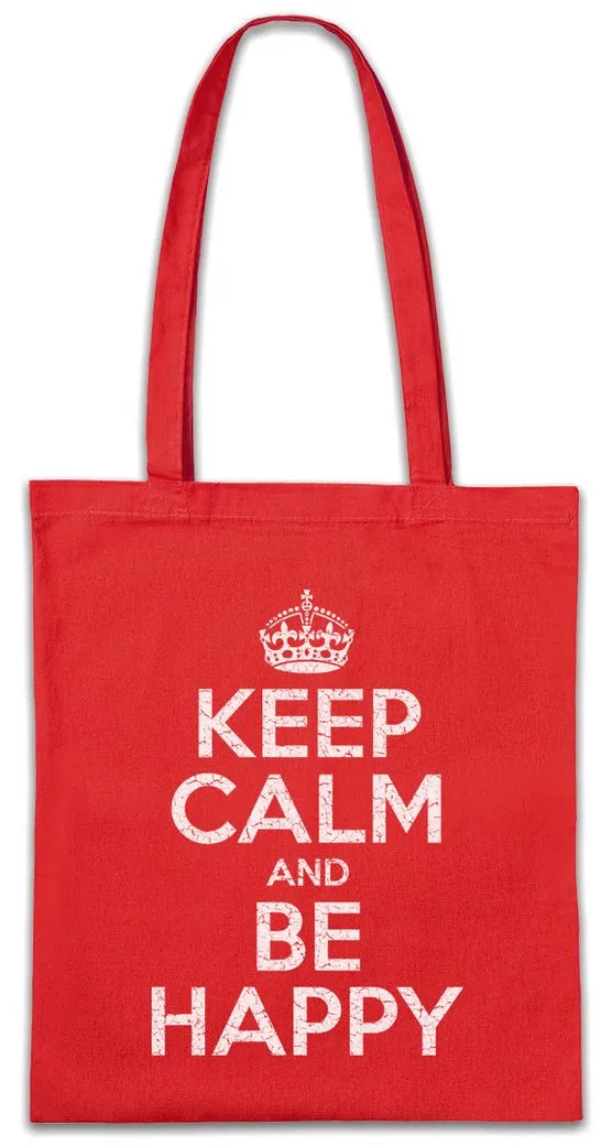 Urban Backwoods Beuteltasche Keep Calm And Be Happy Stofftasche Happy Glücklich Positive Positiv (1-tlg), Glück Luck Lucky Life