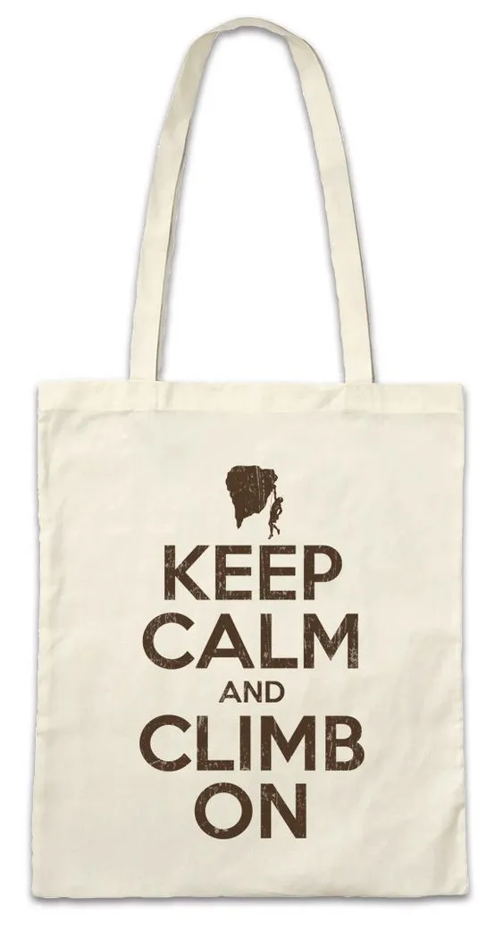 Urban Backwoods Beuteltasche Keep Calm And Climb On Stofftasche Klettern Bouldern Boulder Scramble (1-tlg), Climb Climbing Freeclimbing Bergsteigen