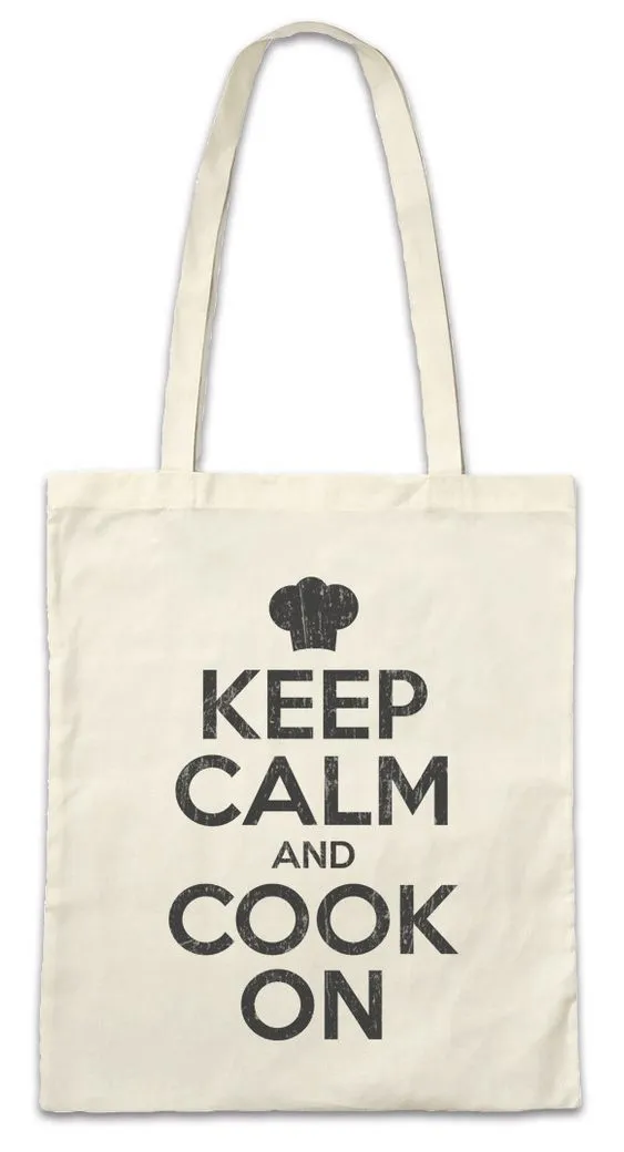 Urban Backwoods Beuteltasche Keep Calm And Cook On Stofftasche Chef Koch Cook Kitchen Cuisin Kochen (1-tlg), Sterne Beruf Hobby Küche