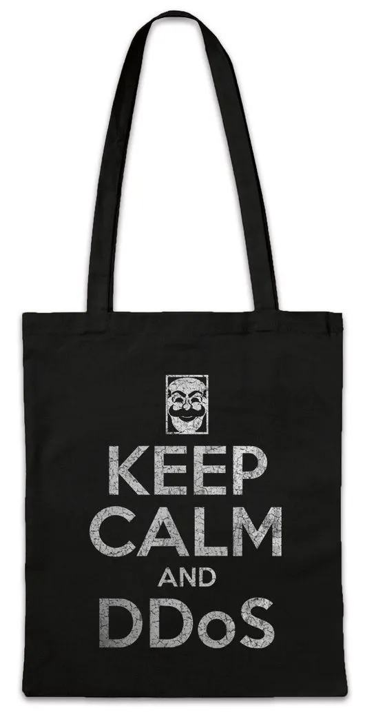 Urban Backwoods Beuteltasche Keep Calm And Ddos Stofftasche IT Informatik Informatiker PC Science (1-tlg), Geek Nerd Gamer Admin