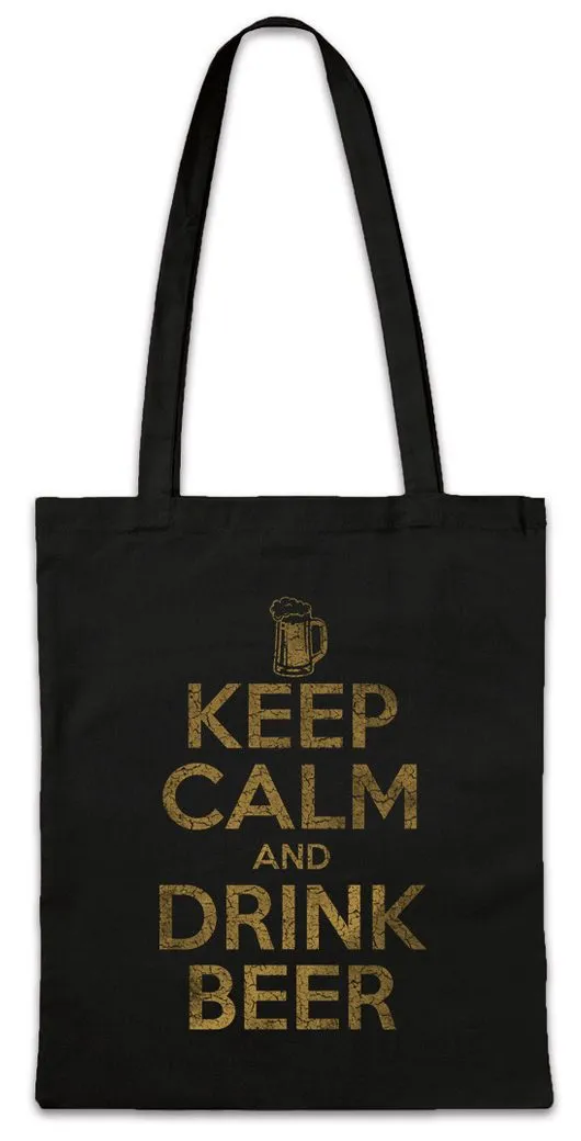 Urban Backwoods Beuteltasche Keep Calm And Drink Beer Stofftasche Hoppy Happy Life Bier Brauer (1-tlg), Brauerei Brewery Booze Brewski