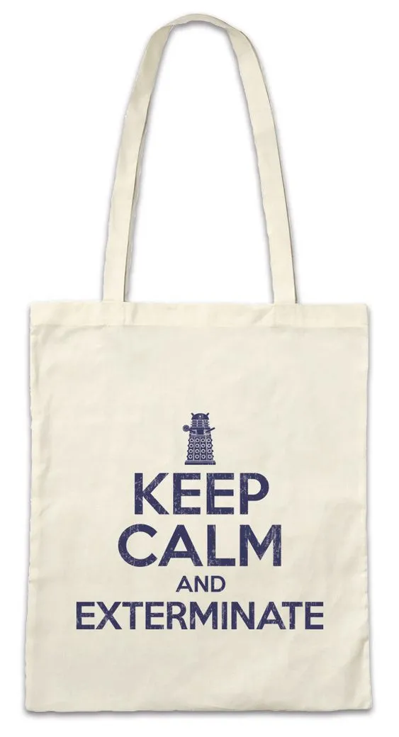 Urban Backwoods Beuteltasche Keep Calm And Exterminate Stofftasche Graham Yasmin Who Ryan Doc (1-tlg), Doctor Doktor Dr. Telefonzelle
