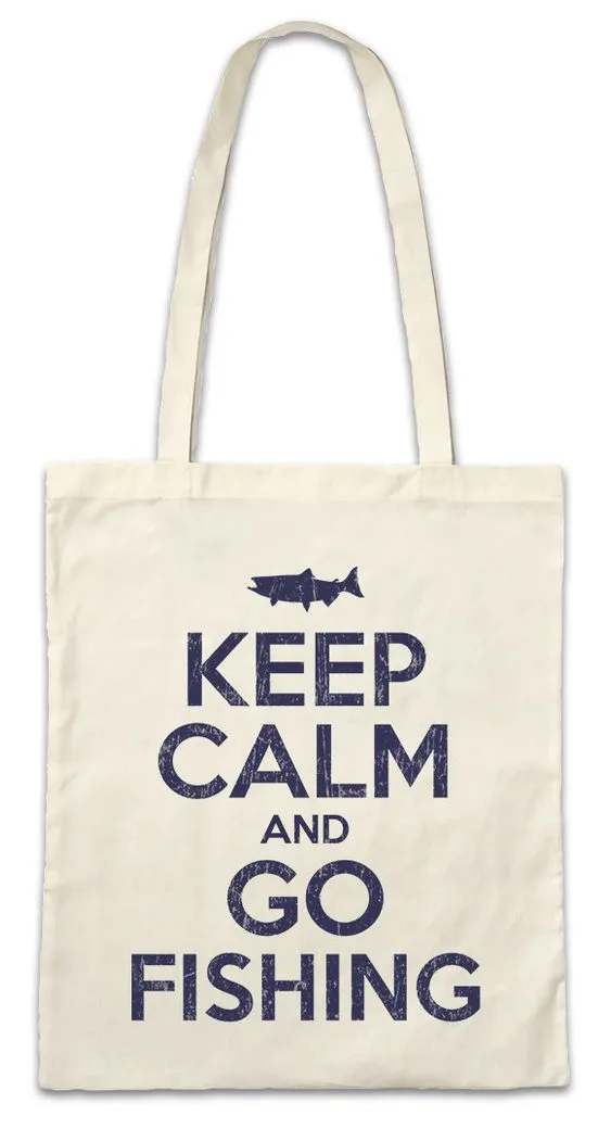 Urban Backwoods Beuteltasche Keep Calm And Go Fishing Stofftasche Angeln Angler Fischer Hummer (1-tlg), Fisch Krebs Garnele American