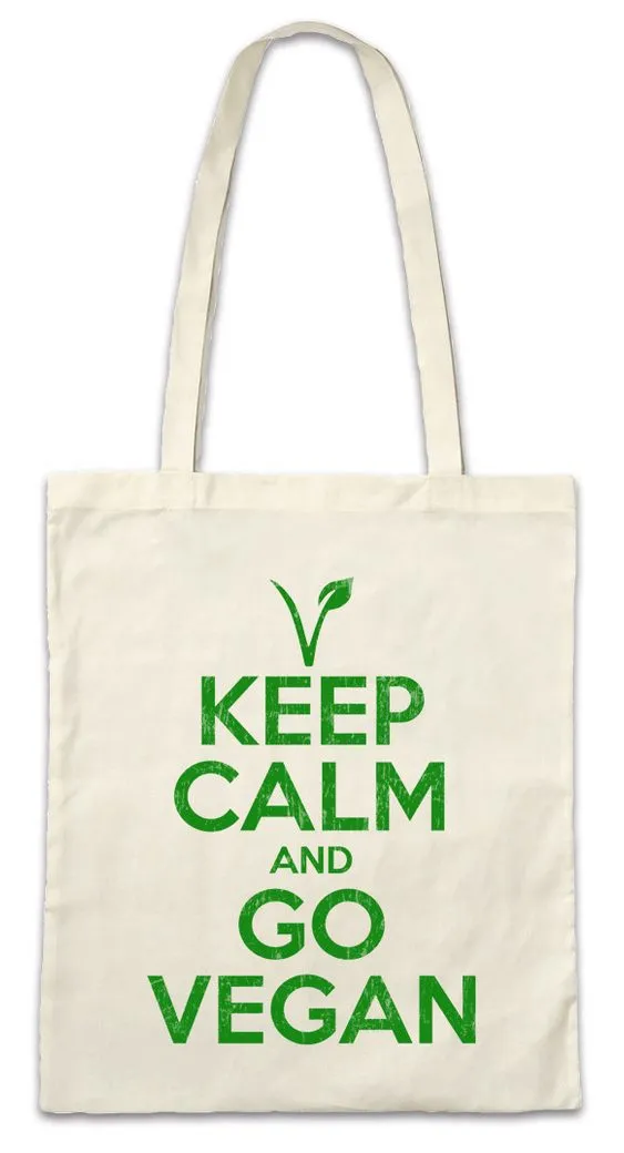Urban Backwoods Beuteltasche Keep Calm And Go Vegan Stofftasche Vegan Vegetables Vegetarianism (1-tlg), vegetarian vegetarisch Vegetarier Veganer