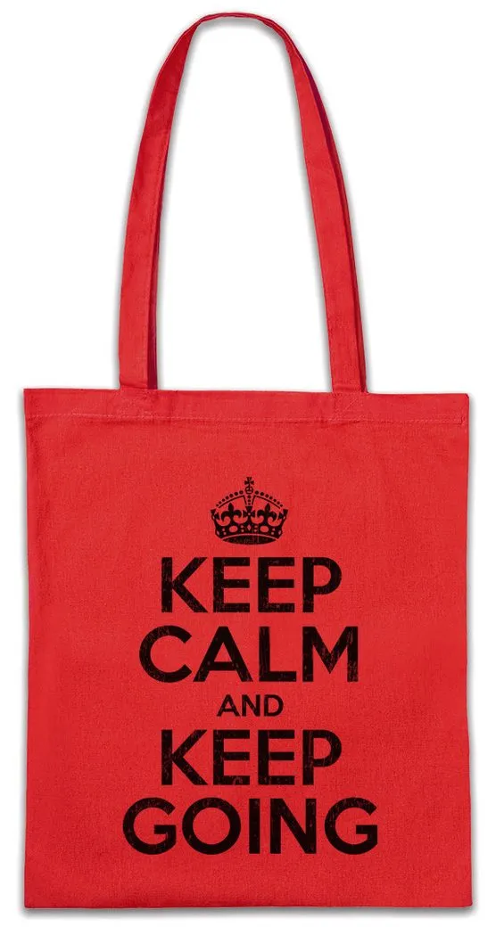 Urban Backwoods Beuteltasche Keep Calm And Keep Going Stofftasche Batterie accu pile pila batteria (1-tlg), batería happy glücklich positiv