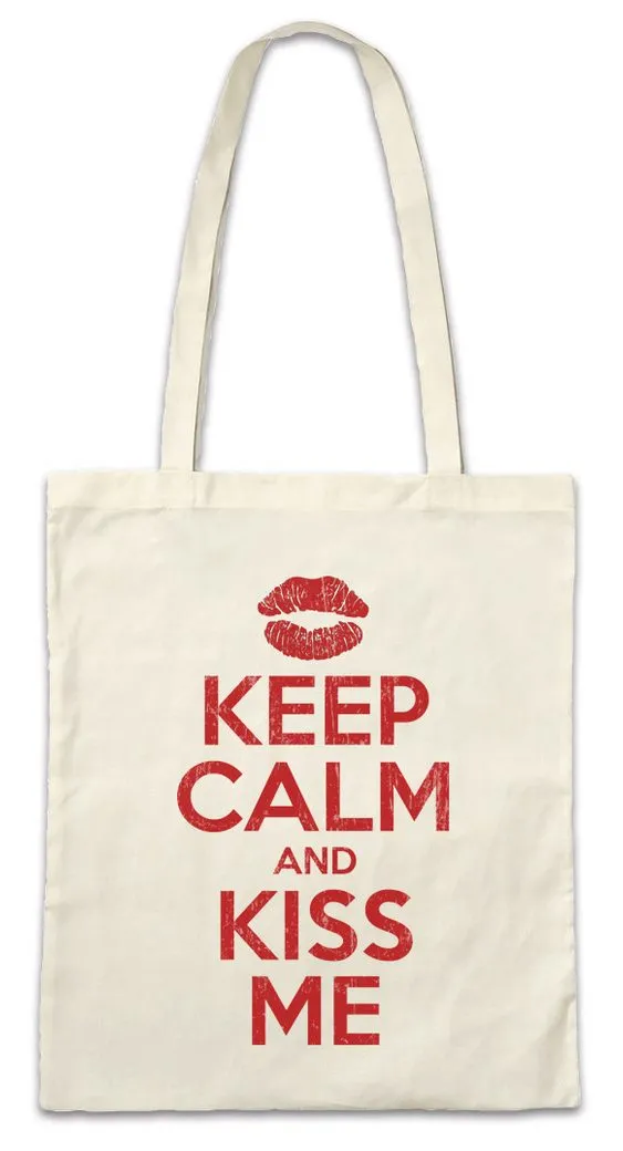 Urban Backwoods Beuteltasche Keep Calm And Kiss Me Stofftasche Kuss Love Liebe Amour Amore Küss (1-tlg), Mich Single Girl Boy