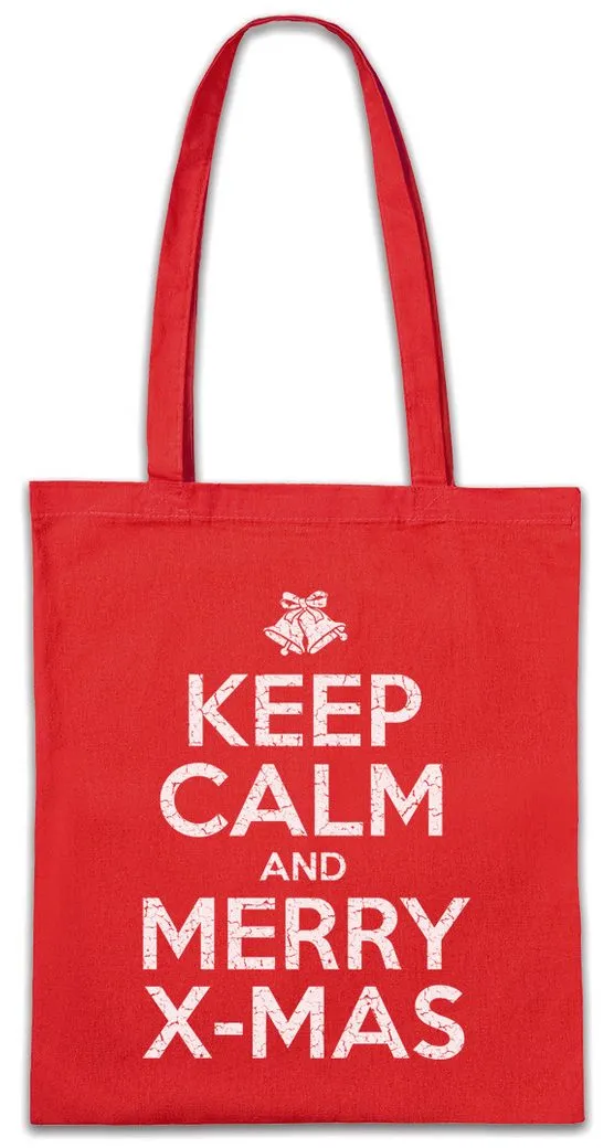 Urban Backwoods Beuteltasche Keep Calm And Merry X-Mas Stofftasche Let it Snow White Cristmas (1-tlg), Schnee Weiße Weihnachten neige