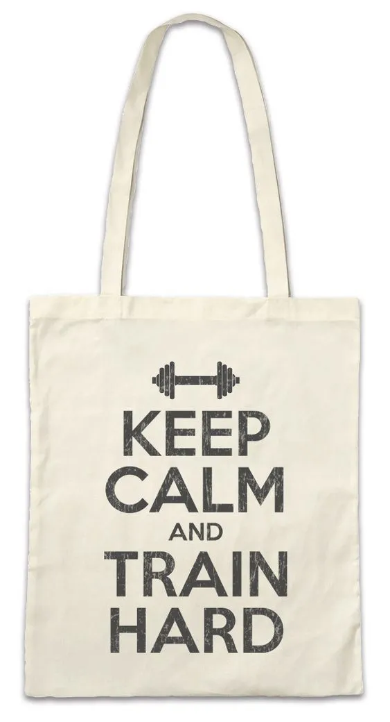 Urban Backwoods Beuteltasche Keep Calm And Train Hard Stofftasche Body Building Gym Training (1-tlg), Fitness Studio Pain No