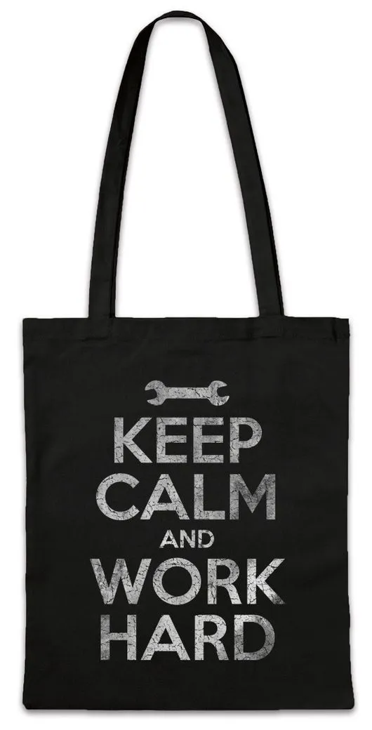 Urban Backwoods Beuteltasche Keep Calm And Work Hard Stofftasche Arbeiter Handwerker Mechaniker (1-tlg), Worker Body Building Pump
