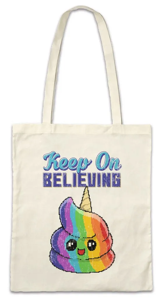 Urban Backwoods Beuteltasche Keep On Believing Stofftasche Einhorn Regenbogen Rainbow Fun Unicorn (1-tlg), Ice Cream Eis Gamer