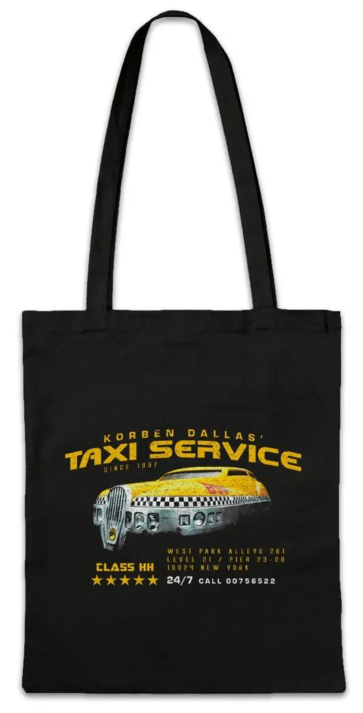 Urban Backwoods Beuteltasche Korben Dallas Taxi Service Stofftasche Das fünfte The Fifth Element 5 (1-tlg), Logo Zeichen Firma Company