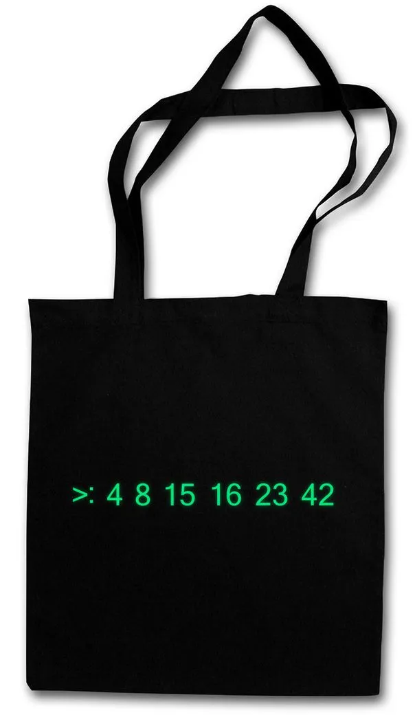 Urban Backwoods Beuteltasche Lost Code Stofftasche number Numbers Nummer 4 8 15 16 23 42 Lotto (1-tlg), Lottery DHARMA Jackpot