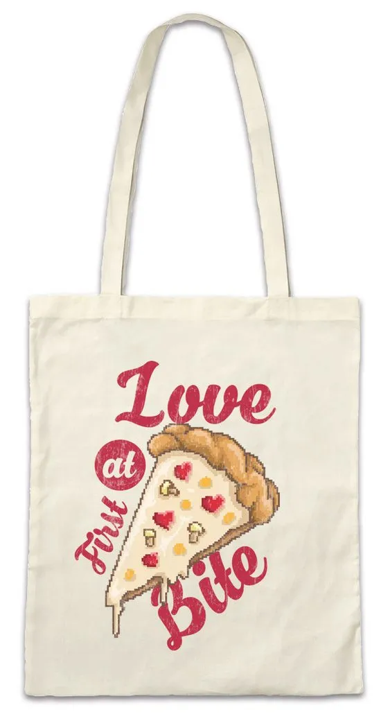 Urban Backwoods Beuteltasche Love At First Bite Stofftasche Pizza Pizzabäcker Pizzeria Maker Pixel (1-tlg), Retro Arcade Tratorria 8