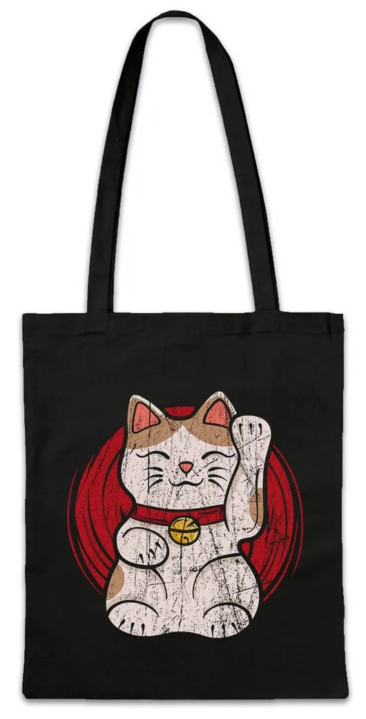 Urban Backwoods Beuteltasche Maneki Neko V Stofftasche Winkekatze Maneki-neko Manekineko Fun (1-tlg), Winkende Katze Cat Kitty