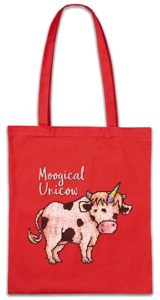 Urban Backwoods Beuteltasche Moogical Unicow Stofftasche Pixel Unicorn Einhorn Rind Kuh Stier Gamer (1-tlg), Gaming Games Pixel Retro