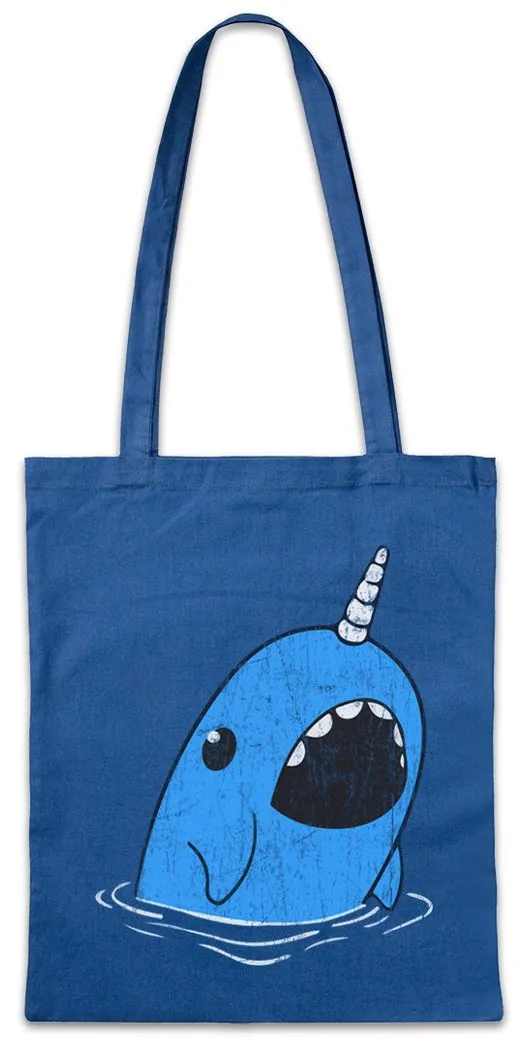 Urban Backwoods Beuteltasche Narwhal Stofftasche Unicorn Whale Wal Narwal Walfisch Comic Look Toon (1-tlg), Cartoon Cute Sweet Anime