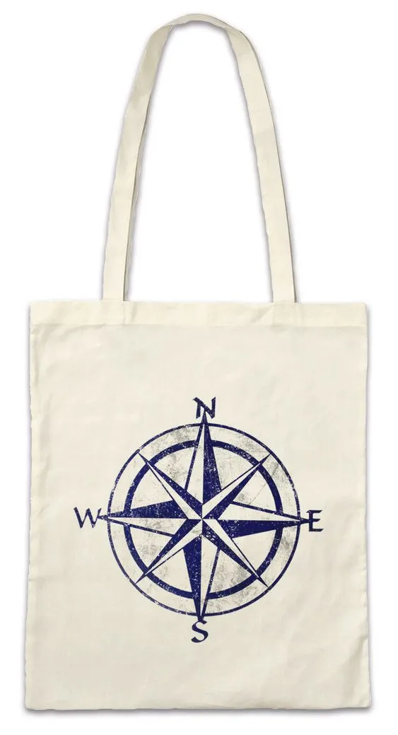 Urban Backwoods Beuteltasche Nautical Compass Vintage Stofftasche Tattoo Star Rockabilly Sailor (1-tlg), Stern Oldschool Art Rock