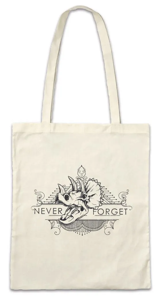 Urban Backwoods Beuteltasche Never Forget Dinosaurs Stofftasche Triceratops Dinosaurier Dino (1-tlg), Dinosaur Tyrannosaurus Rex T-Rex