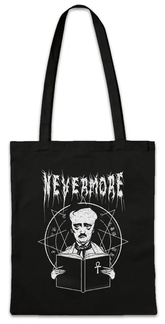 Urban Backwoods Beuteltasche Nevermore Stofftasche Edgar Portrait Allan Allen Symbol Poe Raven Rabe (1-tlg), Nimmermehr Horror Autor Symbolismus