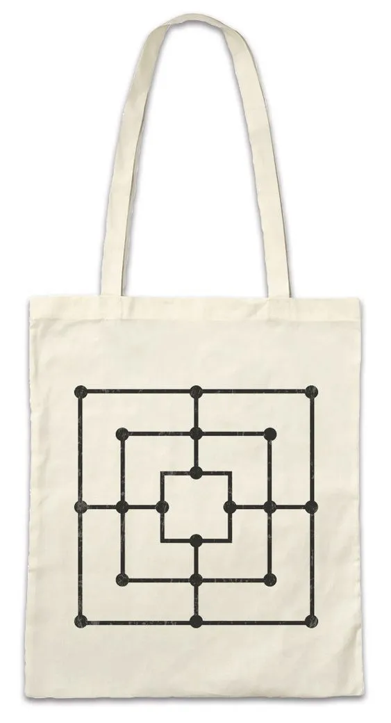 Urban Backwoods Beuteltasche Nine Men's Morris Stofftasche Mühle Mill Mills Spielbrett Brettspiel (1-tlg), Board Game Gamer Retro