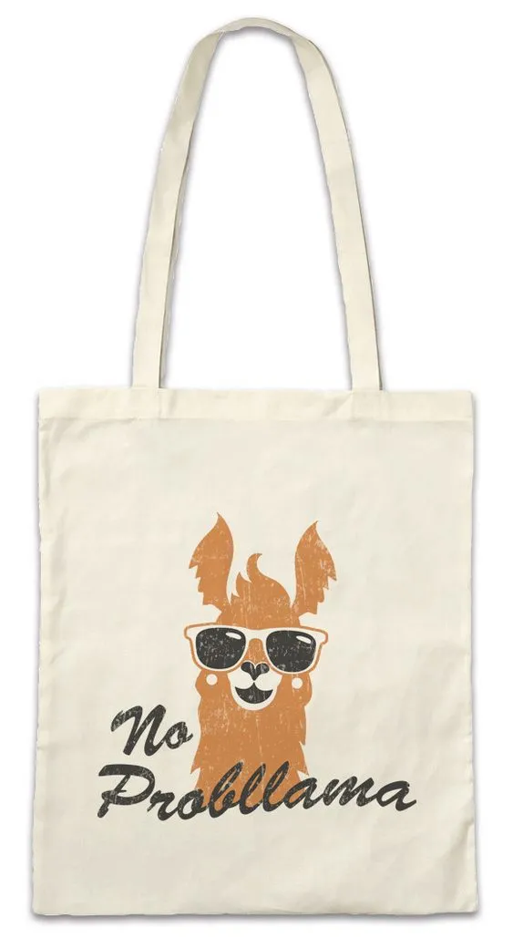 Urban Backwoods Beuteltasche No Probllama Stofftasche Lama Llama Kein Problem Geek Nerd Keep Calm (1-tlg), Kein Drama Züchter Hysterie