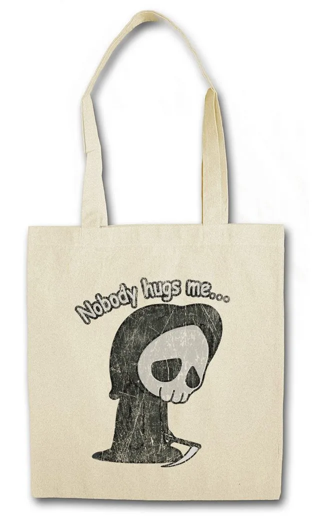 Urban Backwoods Beuteltasche Nobody Hugs Me Stofftasche Halloween Horror Gore Splatter Death Blood (1-tlg), Blut Sensenmann Schnitter Fear