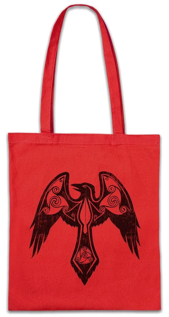 Urban Backwoods Beuteltasche Nordic Crow Stofftasche Arsen Celtic Irminsul Raven Munin Hugin Krähe (1-tlg), Norse Odin Odhin Loki