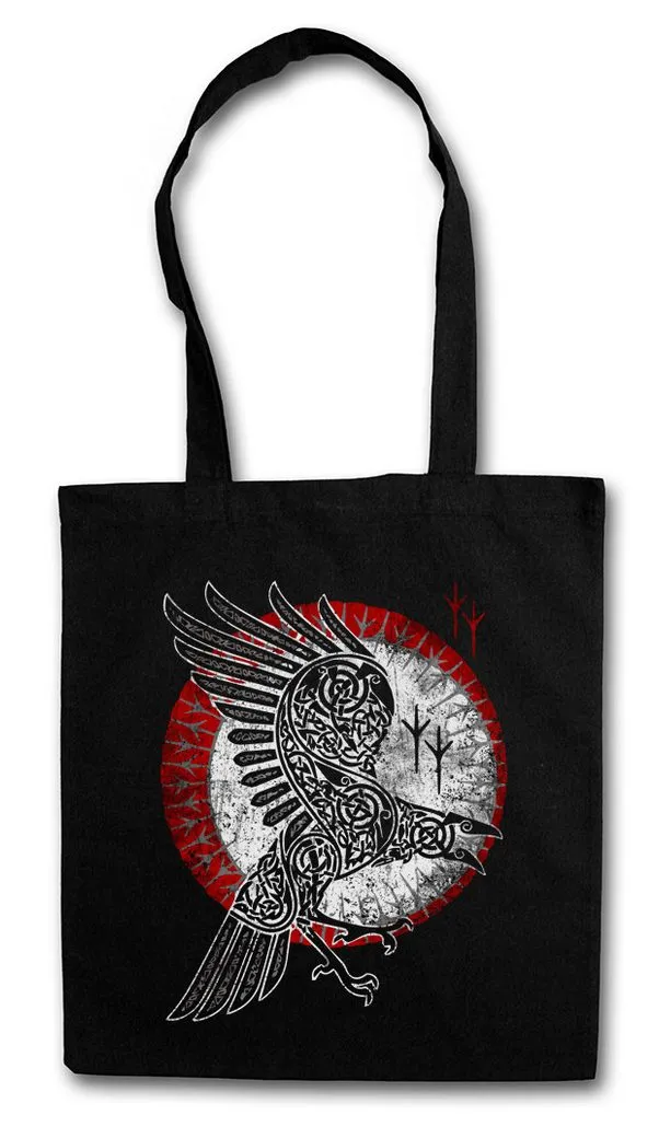 Urban Backwoods Beuteltasche Norse Raven Stofftasche Runes Wikinger Raben Wallhalla Thor Odhin (1-tlg), Vikings Hugin Munin Raben