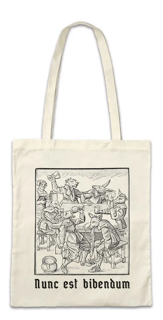 Urban Backwoods Beuteltasche Nunc Est Bibendum Stofftasche Latein Trinken Latin Party Uni Latinum (1-tlg), Saufen Betrunken Drinking Get