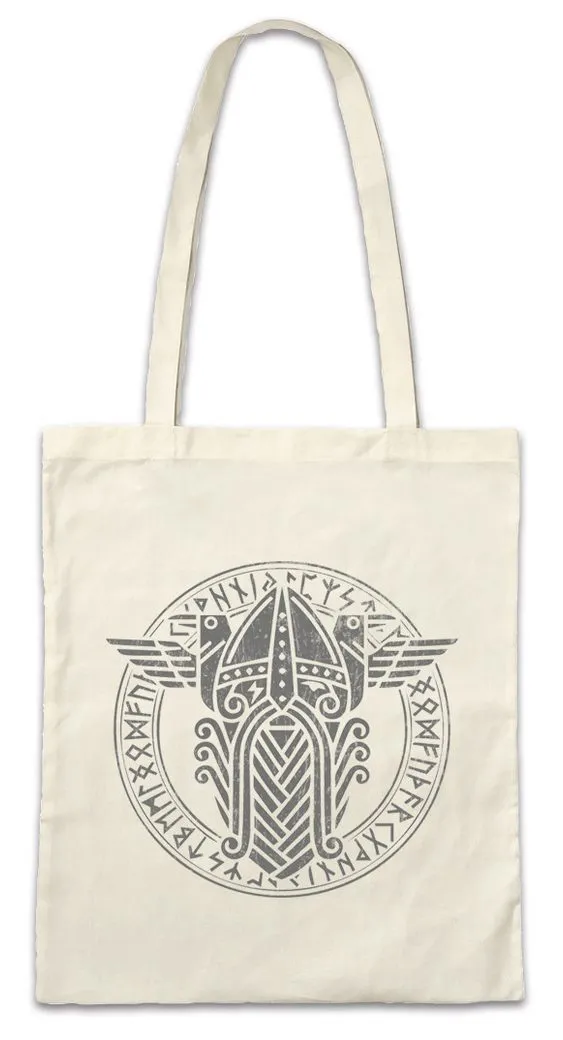 Urban Backwoods Beuteltasche Odhin And Ravens Runes Stofftasche Raben Raven Hugin Munin Walhalla (1-tlg), Odhin Wotan Thor Loki