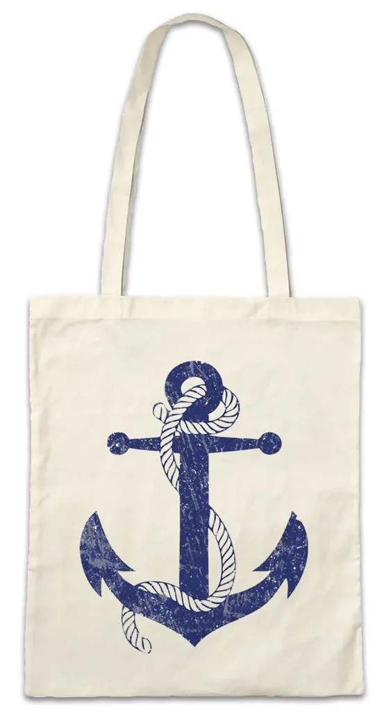 Urban Backwoods Beuteltasche Oldschool Anchor Vintage Logo I Stofftasche Anker Tattoo Segler Segeln (1-tlg), Sport Sports Sailor Matrose