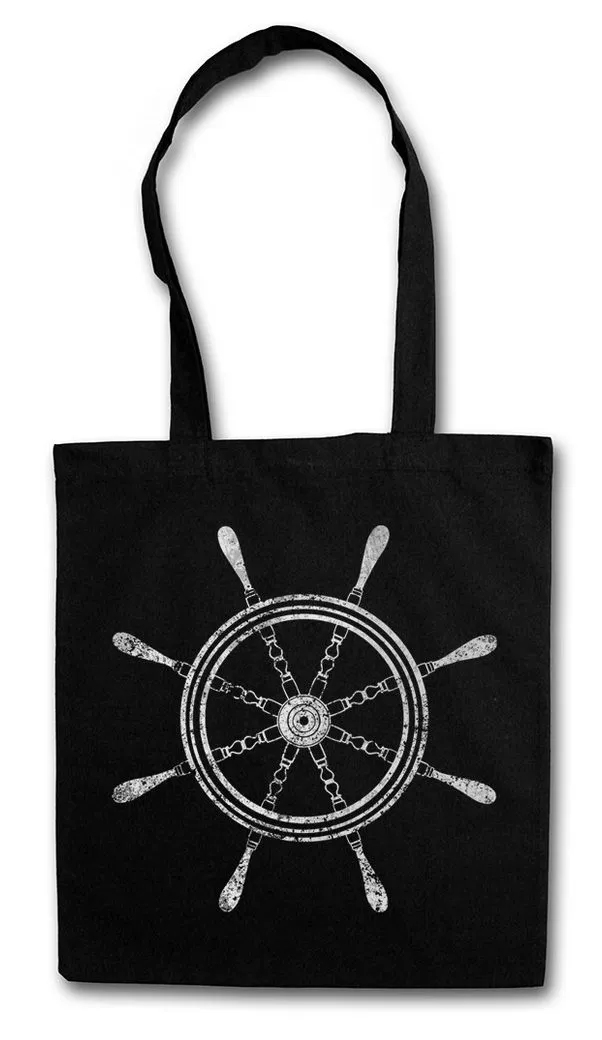 Urban Backwoods Beuteltasche Oldschool Nautical Wheel I Stofftasche Tattoo Steuerrad Anker Anchor (1-tlg), Star Sailor Artist Art