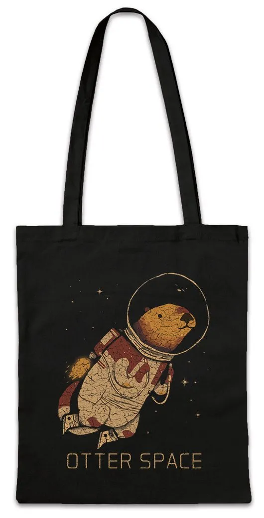 Urban Backwoods Beuteltasche Otter Space Stofftasche Wildlife lontra nutria Fischotter Geek Nerd (1-tlg), Fischotter Astronaut Kosmonaut Weltraum