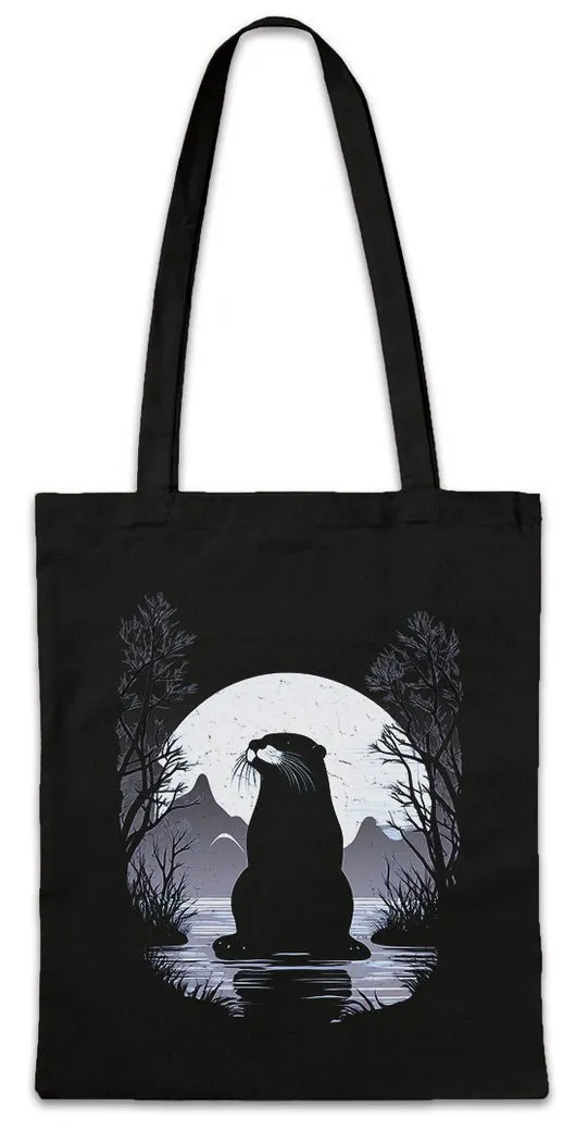 Urban Backwoods Beuteltasche Otter Water Moon Stofftasche Space Cute Otters Funny Love Liebe Viral (1-tlg), Wild Tier Animal Sweet