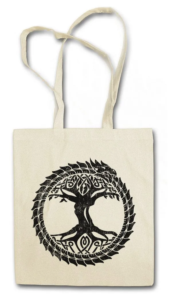 Urban Backwoods Beuteltasche Ouroboros Yggdrasil Stofftasche Celtic Irminsul Tree Loki of Life Thor (1-tlg), Snake Weltenbaum Wikinger Vikings