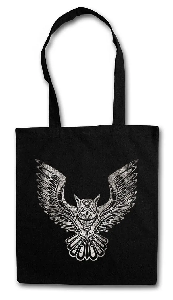 Urban Backwoods Beuteltasche Owl II Stofftasche Eule Cartoon Cute Hipster Indie Electro Tattoo (1-tlg), Rockabella Burlesk Pin Up