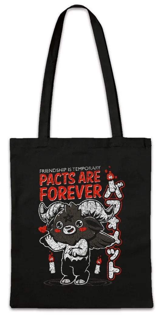 Urban Backwoods Beuteltasche Pacts Are Forever Stofftasche Friendship is Temporary Hell YeahDevil (1-tlg), Satan Teufel Skull Schädel