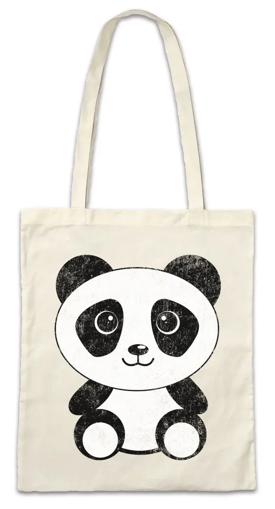 Urban Backwoods Beuteltasche Panda I Stofftasche Comic Look Bear Bär Cutie Süß Cute Cartoon Sweet (1-tlg), Fun Lustig Geschenk Geschenk