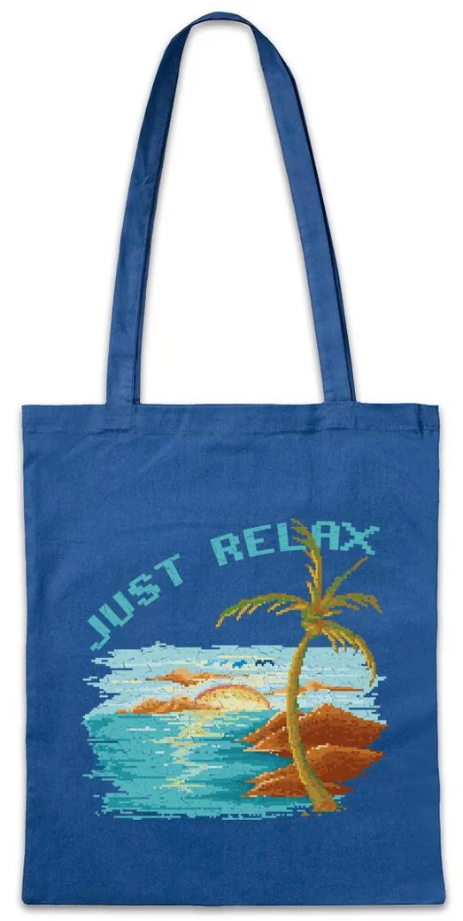 Urban Backwoods Beuteltasche Pixel Just Relax Stofftasche Gamer Gaming Games Pixel Retro 8 16 Bit (1-tlg), Geek Nerd Fun Surfer