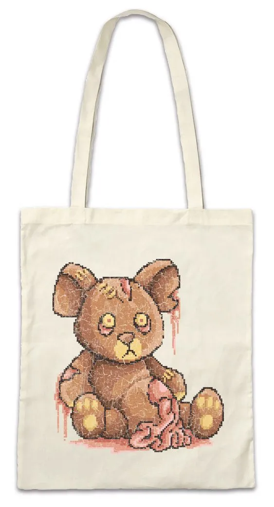 Urban Backwoods Beuteltasche Pixel Zombie Teddy Stofftasche Bär Bear Teddybear Horror Dead Moster (1-tlg), Walking Toy Pixel Splatter