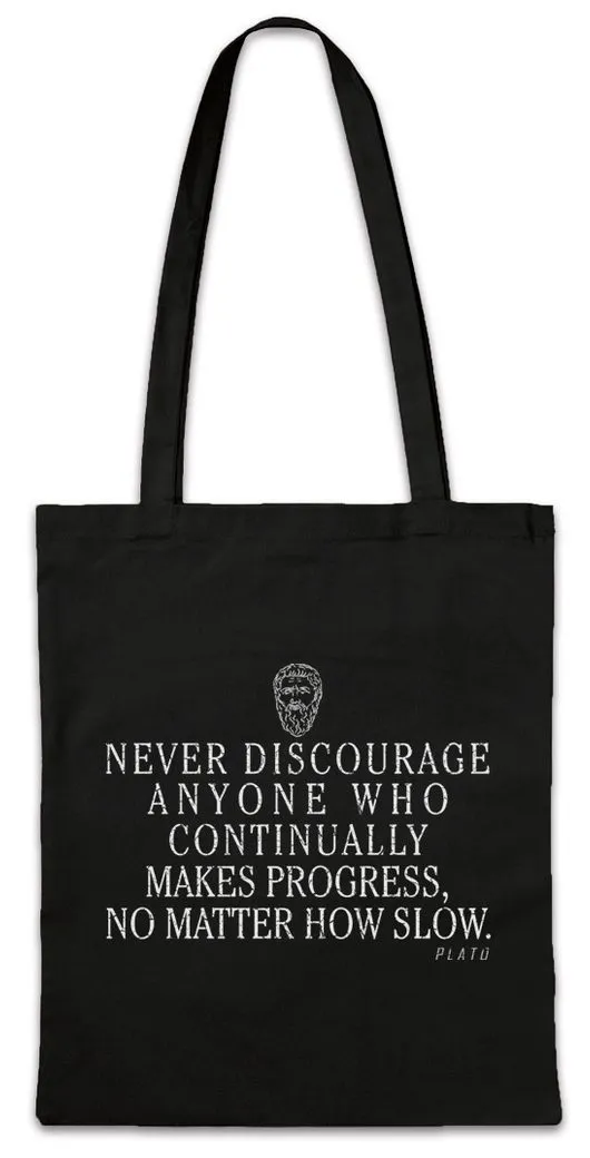 Urban Backwoods Beuteltasche Plato Never Discourage Stofftasche Zitat Quote Platon Philosopher (1-tlg), Philosoph Ancient Greece Aristoteles