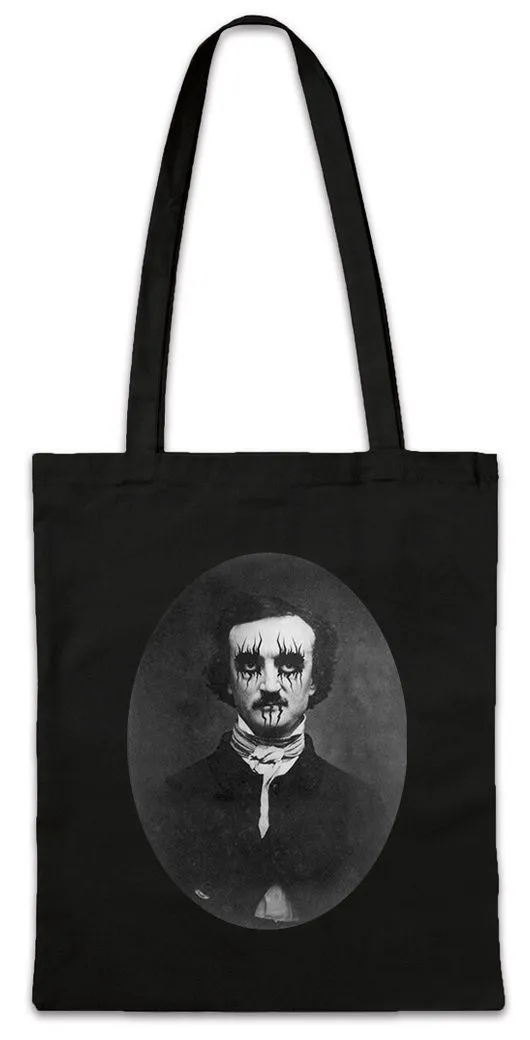 Urban Backwoods Beuteltasche Poe Portrait Stofftasche Nevermore Edgar Portrait Allan Allen Raven (1-tlg), Rabe Symbol Horror Corbeau