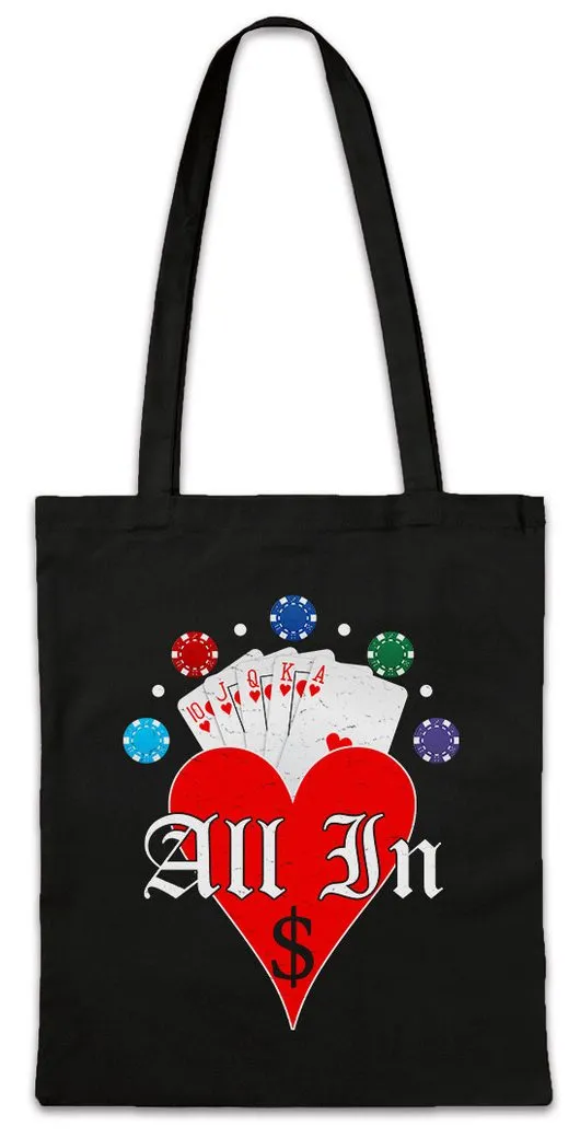 Urban Backwoods Beuteltasche Poker Hearts All In Stofftasche Card Karten Black Jack Ace Of Spades (1-tlg), Casino Las Vegas Gambling