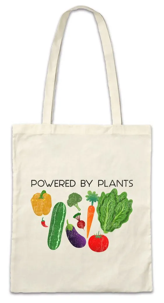 Urban Backwoods Beuteltasche Powered By Plants Stofftasche Vegetarian Vegan Speziesismus Öko Fun (1-tlg), Kraftsport Body Building Gym