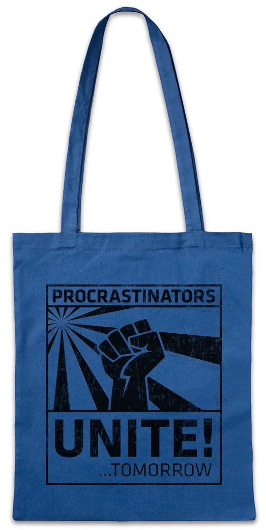 Urban Backwoods Beuteltasche Procrastinators Unite Stofftasche Geek Nerd Raised Fist Rebellion (1-tlg), Demonstration Zauderer Entscheidungs Legastheniker