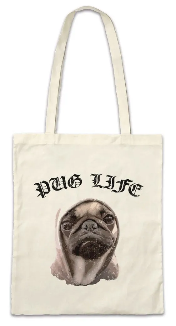 Urban Backwoods Beuteltasche Pug Life II Stofftasche Cute Dog Mops Möpse Hund Hip Hop Ghetto Life (1-tlg), Gangster Hunderasse OG Criminal
