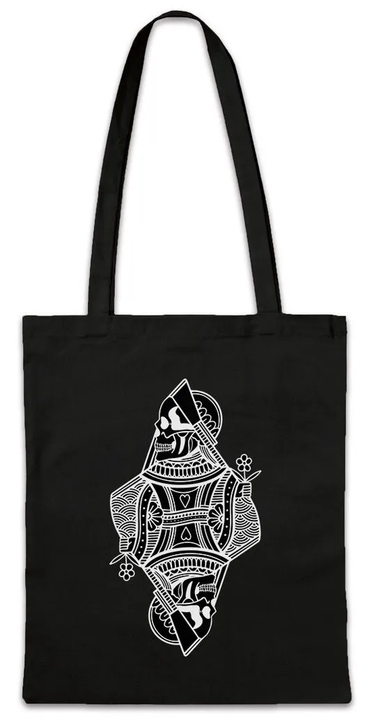 Urban Backwoods Beuteltasche Queen Of Skulls I Stofftasche Tattoo Oldschool Skull Schädel Poker (1-tlg), Card Karte Kartenspiel Casino