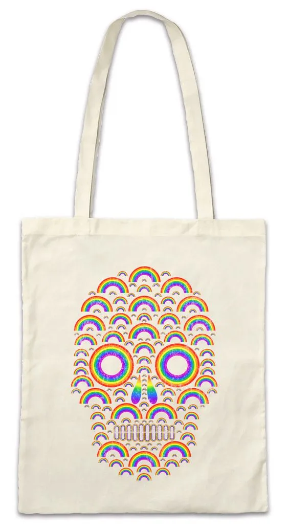 Urban Backwoods Beuteltasche Rainbow Skull Stofftasche Schädel Totenkopf Mexican Mexico Sugar (1-tlg), Tattoo LGBTQ Regenbogen Totenschädel