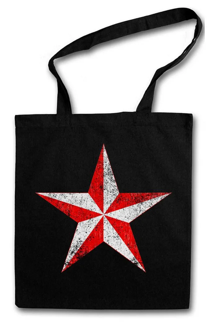 Urban Backwoods Beuteltasche Red & White Vintage Nautical Star Stofftasche Tattoo Stern Rockabilly (1-tlg), Oldschool Rockabella Pin Up
